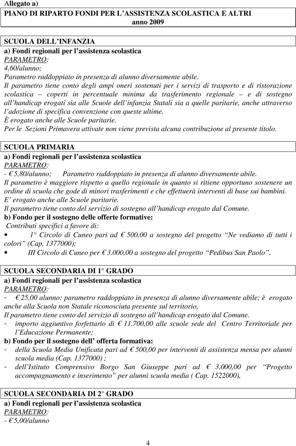 sia alle Scuole dell infanzia Statali sia a quelle paritarie, anche attraverso l adozione di specifica convenzione con queste ultime. È erogato anche alle Scuole paritarie.