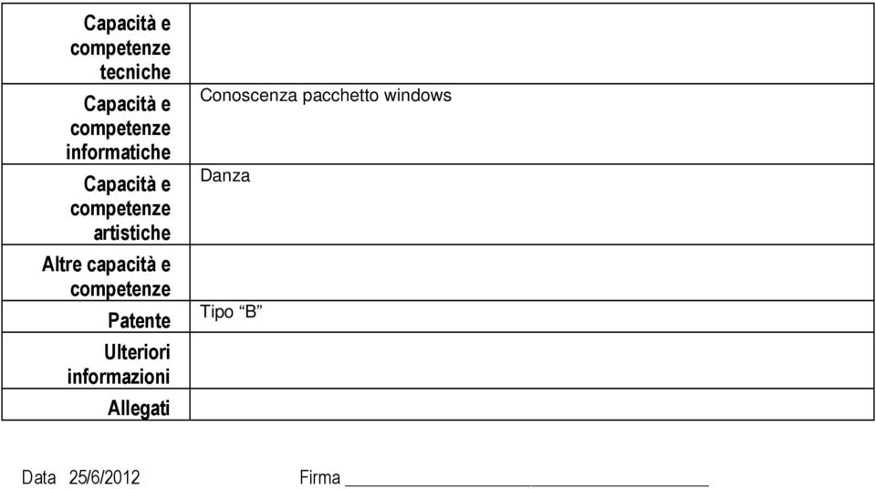 Ulteriori informazioni Allegati Conoscenza