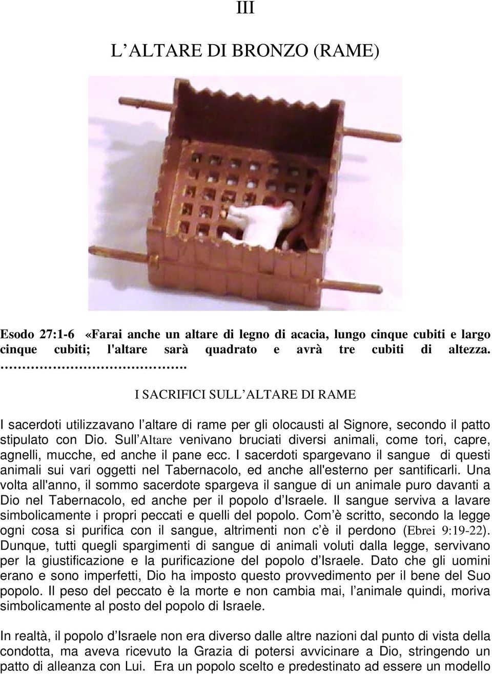 Sull Altare venivano bruciati diversi animali, come tori, capre, agnelli, mucche, ed anche il pane ecc.