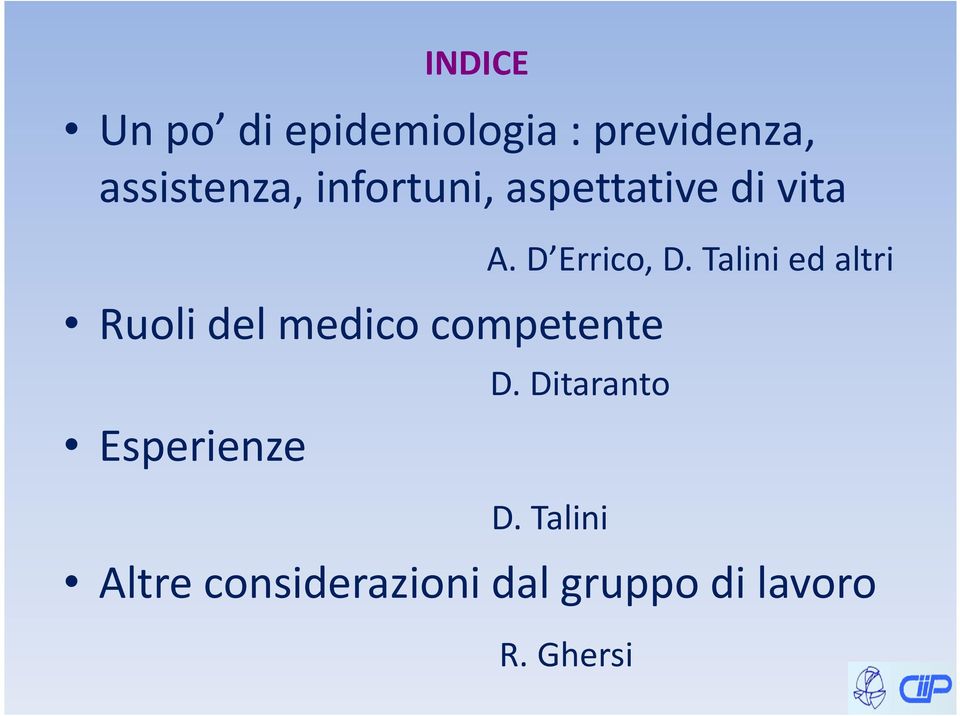 competente Esperienze A. D Errico, D. Talini ed altri D.