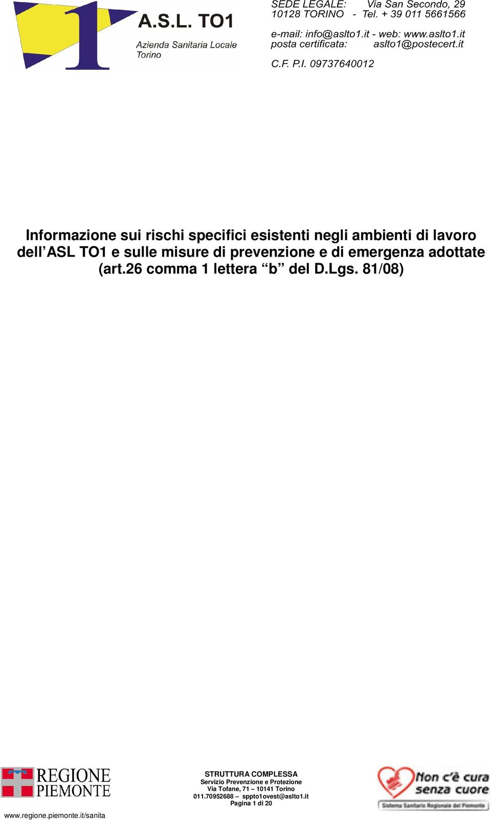 misure di prevenzione e di emergenza adottate