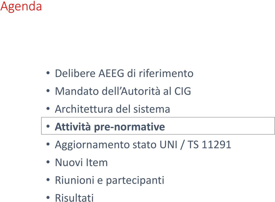 Attività pre-normative Aggiornamento stato UNI