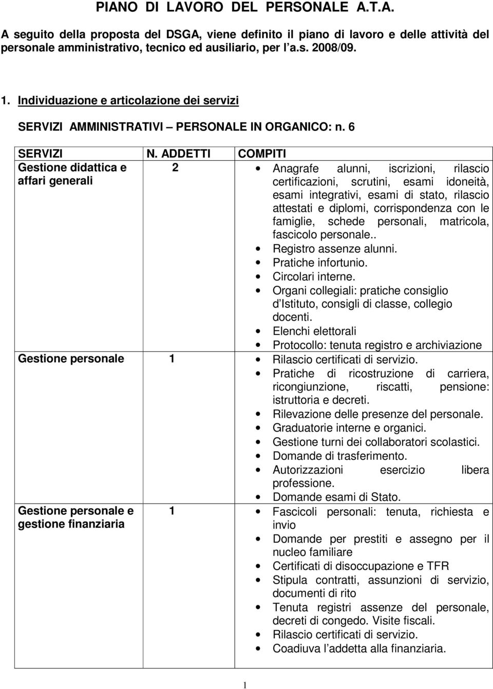 ADDETTI COMPITI Gestione didattica e 2 Anagrafe alunni, iscrizioni, rilascio affari generali certificazioni, scrutini, esami idoneità, esami integrativi, esami di stato, rilascio attestati e diplomi,