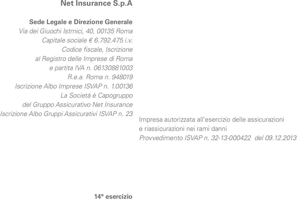 948019 Iscrizione Albo Imprese ISVAP n. 1.