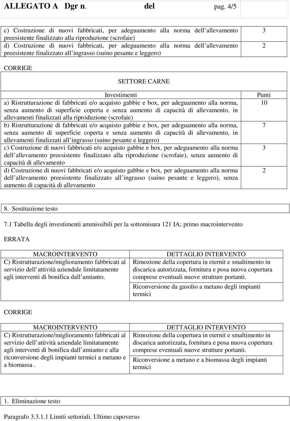 leggero) 2 a) Ristrutturazione di fabbricati e/o acquisto gabbie e box, per adeguamento alla norma, senza aumento di superficie coperta e senza aumento di capacità di allevamento, in allevamenti