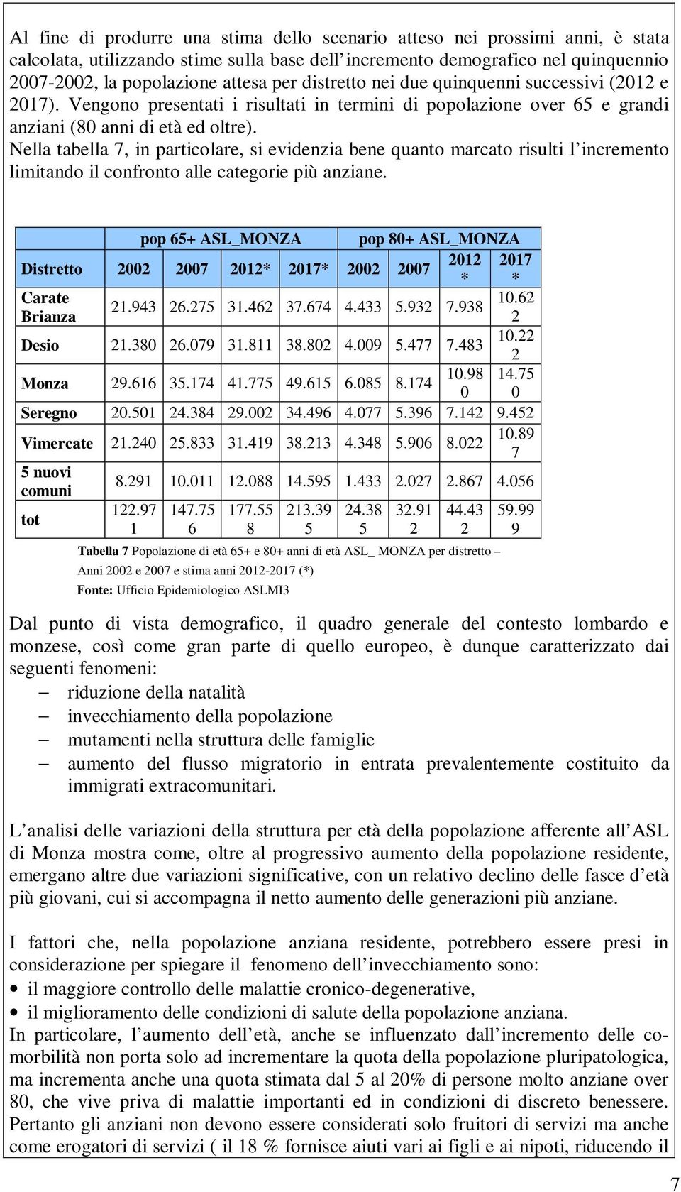 Nella tabella 7, in particolare, si evidenzia bene quanto marcato risulti l incremento limitando il confronto alle categorie più anziane.