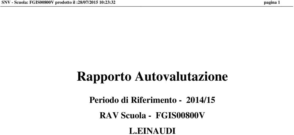 Rapporto Autovalutazione Periodo