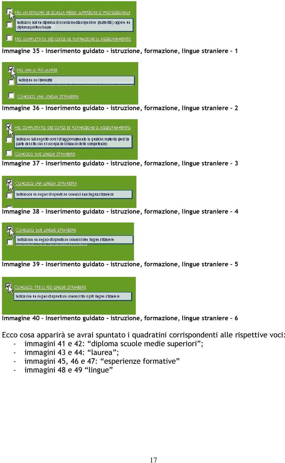 istruzione, formazione, lingue straniere 5 Immagine 40 Inserimento guidato - istruzione, formazione, lingue straniere 6 Ecco cosa apparirà se avrai spuntato i quadratini