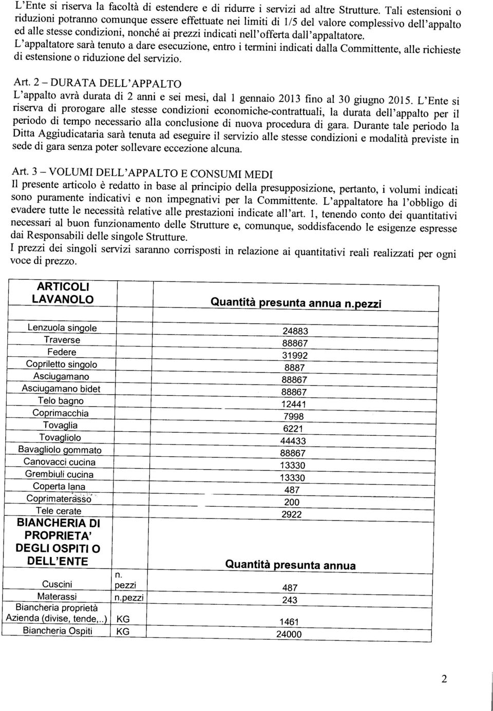 appaltatore. L appaltatore sarà tenuto a dare esecuzione, entro i termini indicati dalla Committente, alle richieste di estensione o riduzione del servizio. Art.