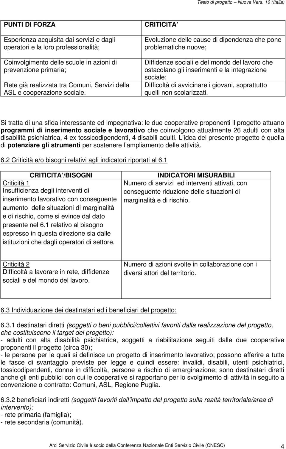 CRITICITA Evoluzione delle cause di dipendenza che pone problematiche nuove; Diffidenze sociali e del mondo del lavoro che ostacolano gli inserimenti e la integrazione sociale; Difficoltà di