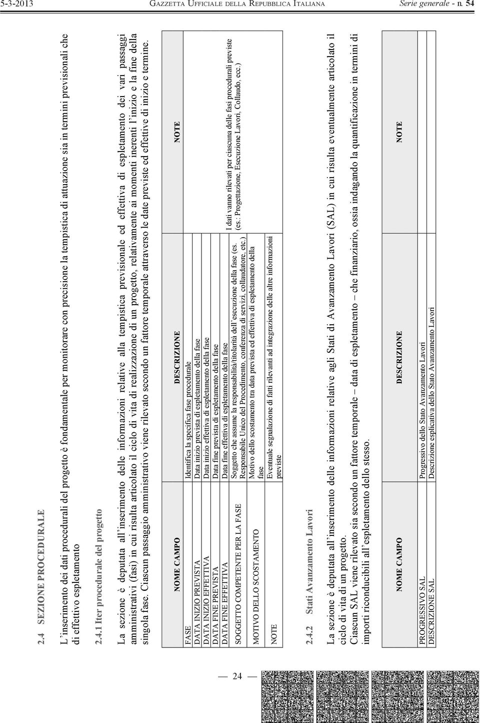 1 Iter procedurale del progetto La sezione è deputata all inserimento delle informazioni relative alla tempistica previsionale ed effettiva di espletamento dei vari passaggi amministrativi (fasi) in