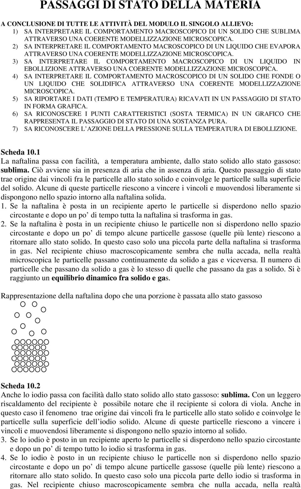 3) SA INTERPRETARE IL COMPORTAMENTO MACROSCOPICO DI UN LIQUIDO IN EBOLLIZIONE ATTRAVERSO UNA COERENTE MODELLIZZAZIONE MICROSCOPICA.