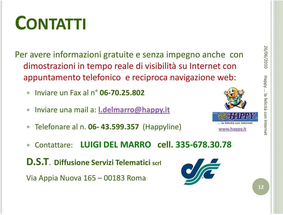 25.802 Inviare una mail a: l.delmarro@happy.it Telefonare al n. 06-43.599.