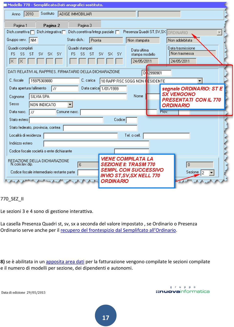 Ordinario serve anche per il recupero del frontespizio dal Semplifcato all Ordinario.