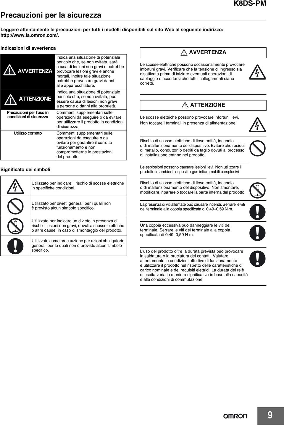 evitata, sarà causa di lesioni non gravi o potrebbe provocare lesioni gravi e anche mortali. Inoltre tale situazione potrebbe provocare gravi danni alle apparecchiature.