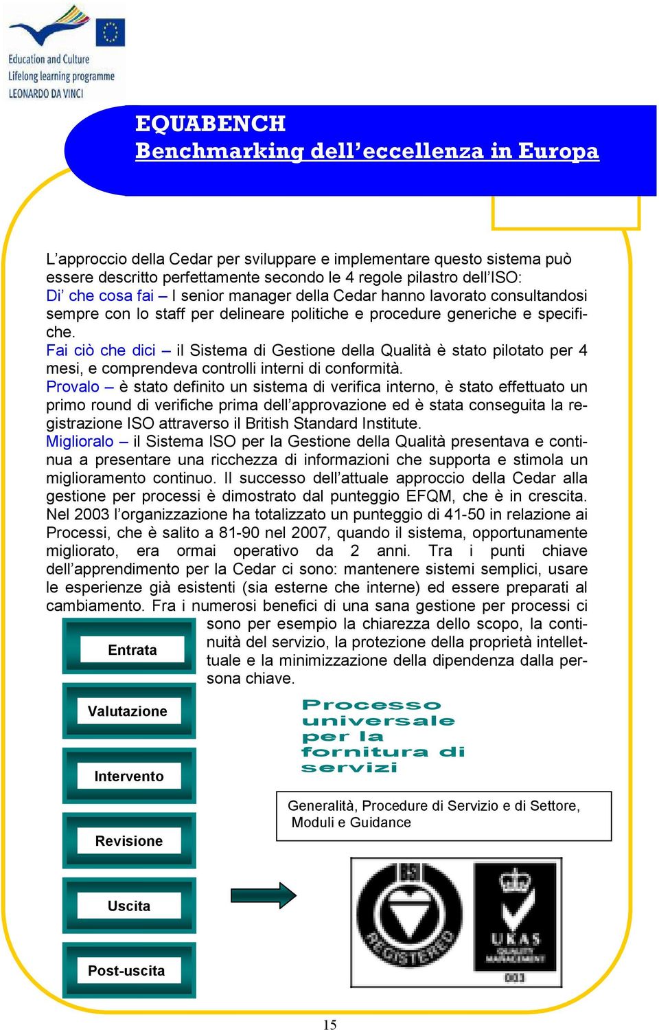 Fai ciò che dici il Sistema di Gestione della Qualità è stato pilotato per 4 mesi, e comprendeva controlli interni di conformità.