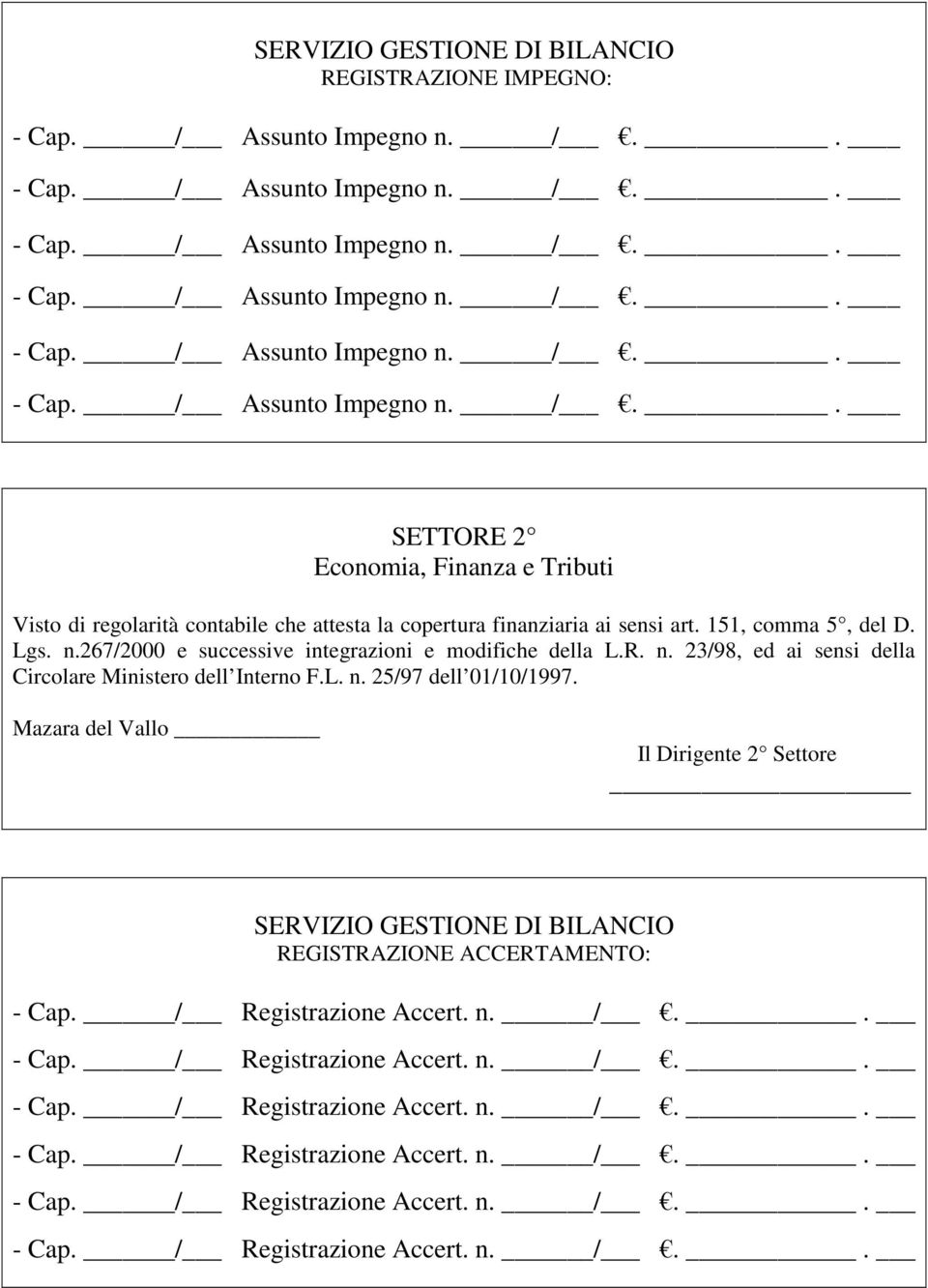 267/2000 e successive integrazioni e modifiche della L.R. n.