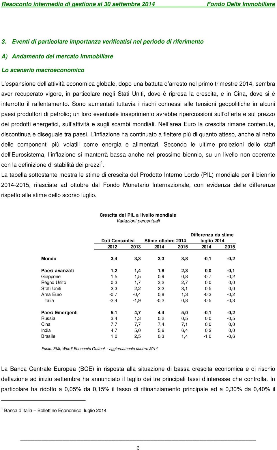 Sono aumentati tuttavia i rischi connessi alle tensioni geopolitiche in alcuni paesi produttori di petrolio; un loro eventuale inasprimento avrebbe ripercussioni sull offerta e sul prezzo dei