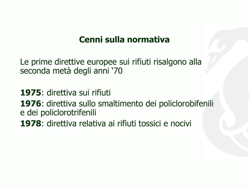 rifiuti 1976: direttiva sullo smaltimento dei policlorobifenili e