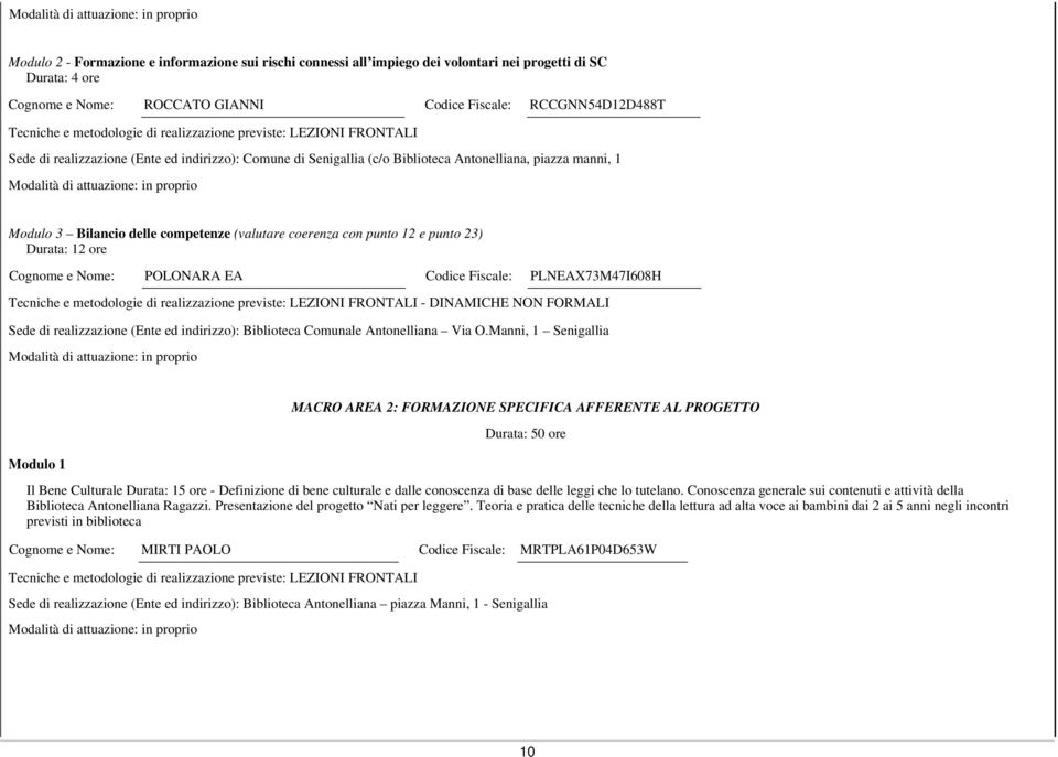 Codice Fiscale: PLNEAX73M47I608H - DINAMICHE NON FORMALI Sede di realizzazione (Ente ed indirizzo): Via O.