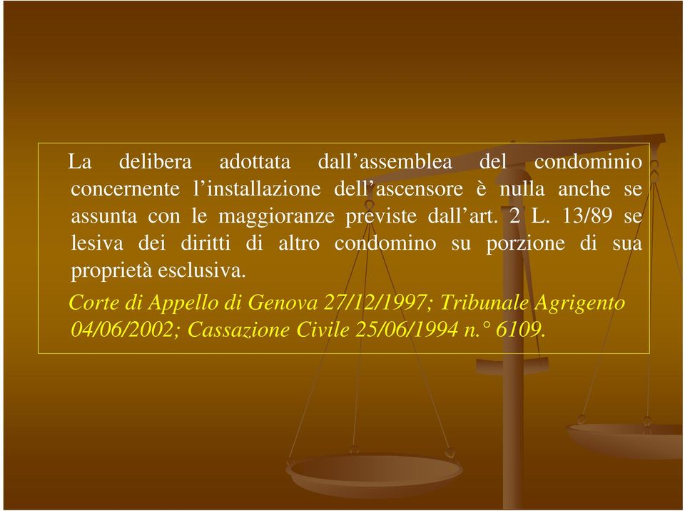 13/89 se lesiva dei diritti di altro condomino su porzione di sua proprietà esclusiva.