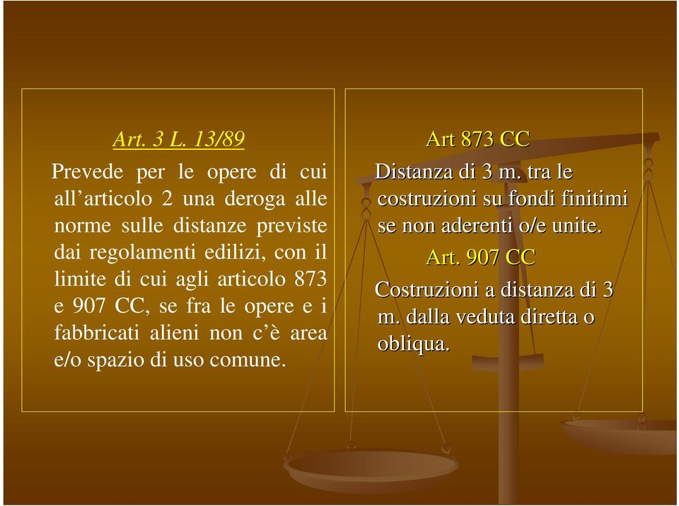 regolamenti edilizi, con il limite di cui agli articolo 873 e 907 CC, se fra le opere e i fabbricati