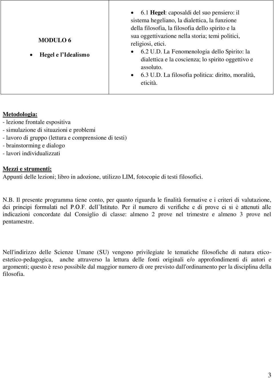 6.2 U.D. La Fenomenologia dello Spirito: la dialettica e la coscienza; lo spirito oggettivo e assoluto. 6.3 U.D. La filosofia politica: diritto, moralità, eticità.