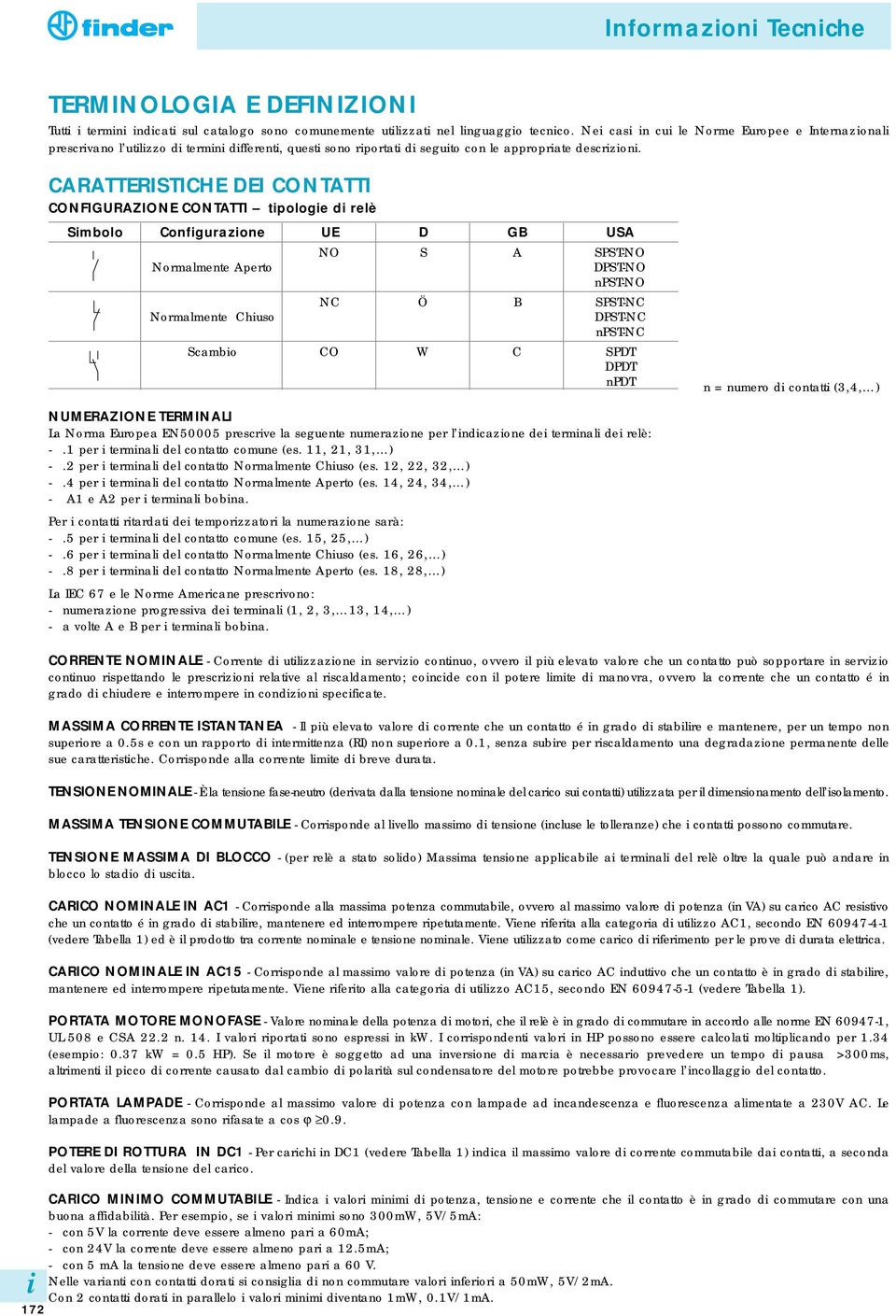 CAATTEISTICHE EI CONTATTI CONFIGAZIONE CONTATTI tpologe d relè Smbolo Confgurazone E GB SA NO S A SPST-NO Normalmente Aperto PST-NO npst-no NC Ö B SPST-NC Normalmente Chuso PST-NC npst-nc Scambo CO W