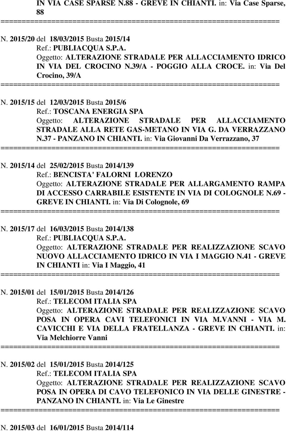 in: Via Giovanni Da Verrazzano, 37 N. 2015/14 del 25/02/2015 Busta 2014/139 Ref.