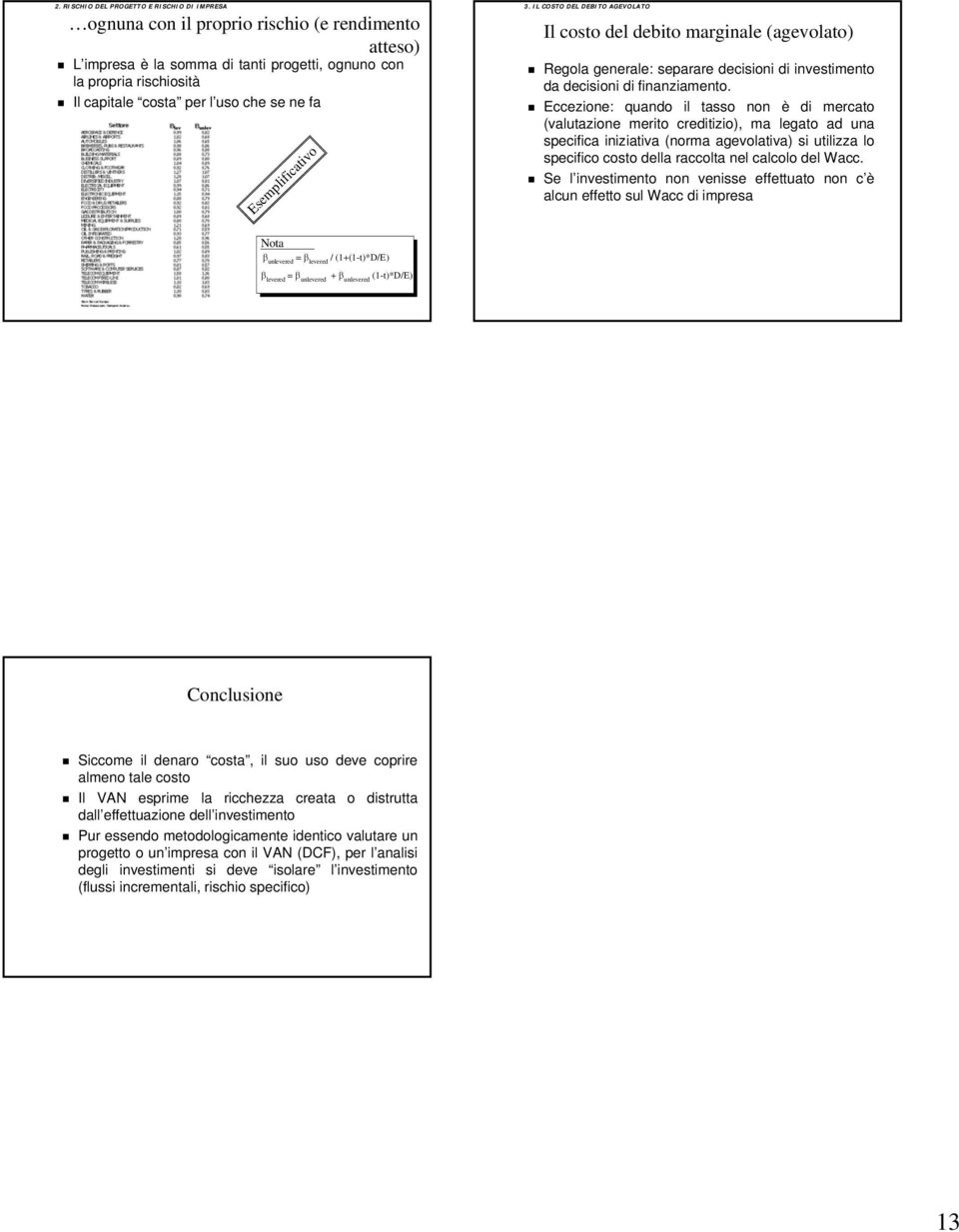 Eccezione: quando il asso non è di mercao (valuazione merio crediizio), ma legao ad una specifica iniziaiva (norma agevolaiva) si uilizza lo specifico coso della raccola nel calcolo del Wacc.