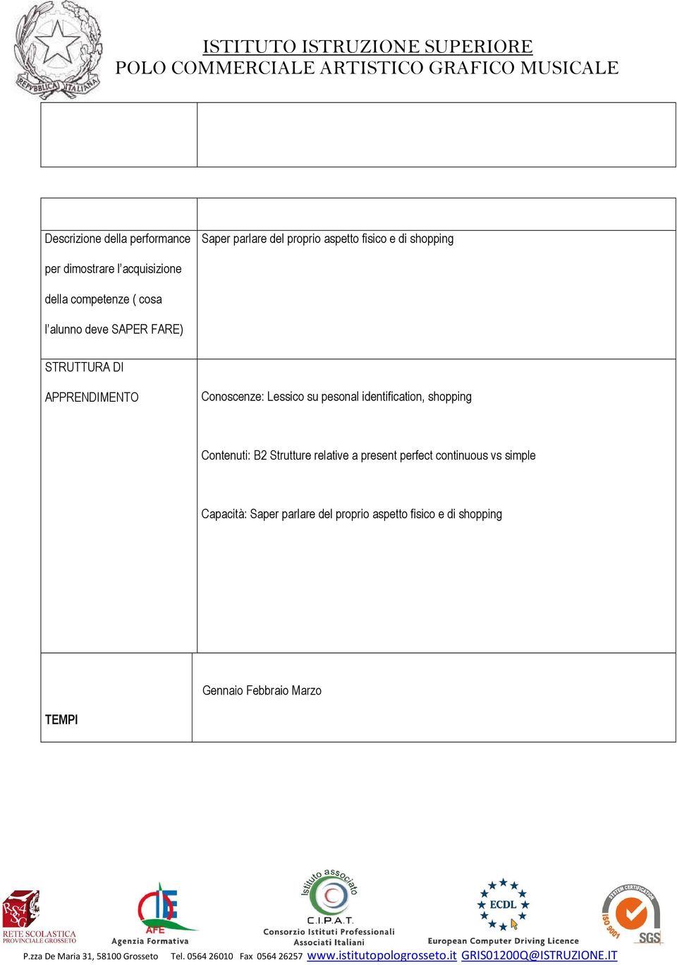 relative a present perfect continuous vs simple Capacità: Saper