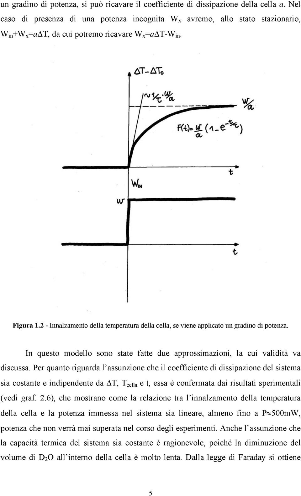 2 - Innalzamento della tempeatua della cella, se viene applicato un gadino di potenza. In questo modello sono state fatte due appossimazioni, la cui validità va discussa.