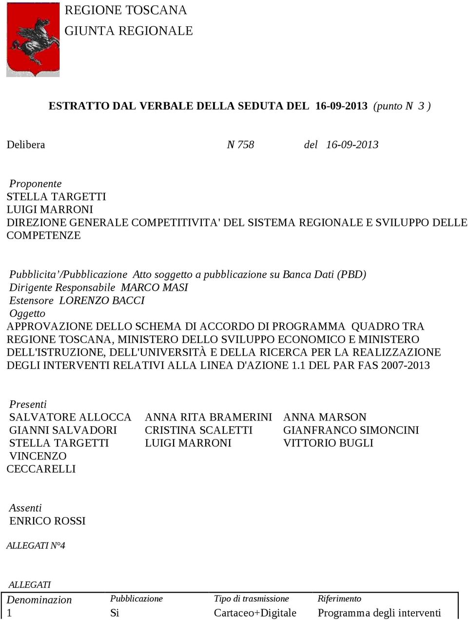 SCHEMA DI ACCORDO DI PROGRAMMA QUADRO TRA REGIONE TOSCANA, MINISTERO DELLO SVILUPPO ECONOMICO E MINISTERO DELL'ISTRUZIONE, DELL'UNIVERSITÀ E DELLA RICERCA PER LA REALIZZAZIONE DEGLI INTERVENTI