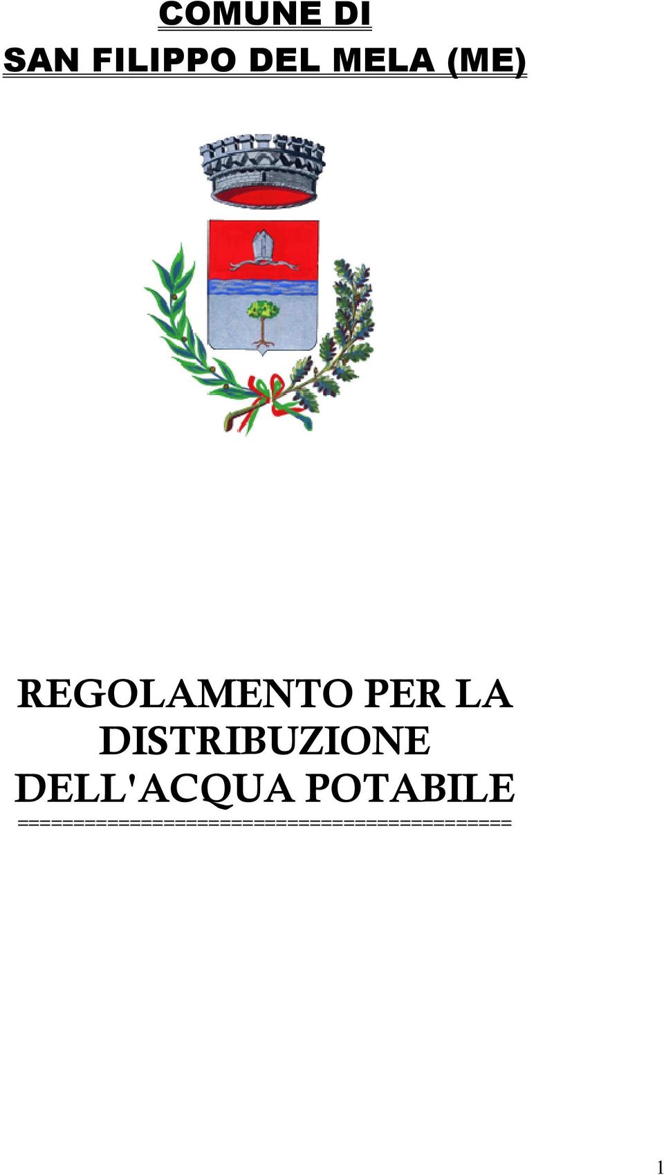 DISTRIBUZIONE DELL'ACQUA POTABILE