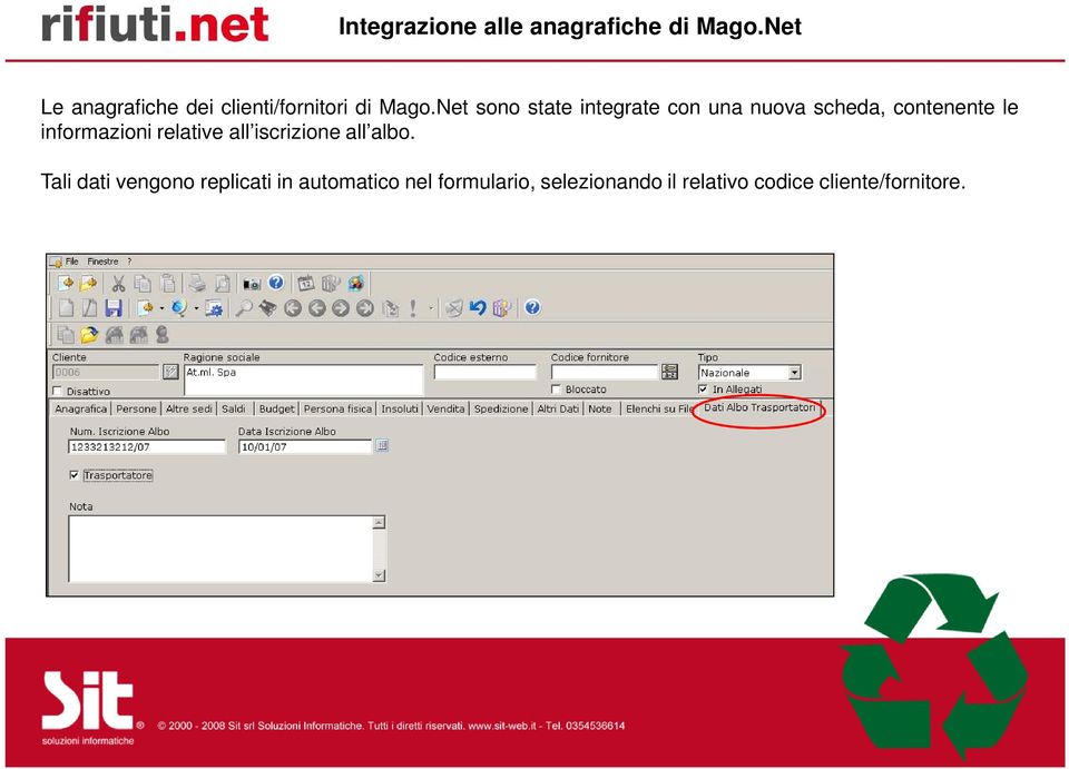 Net sono state integrate con una nuova scheda, contenente le informazioni