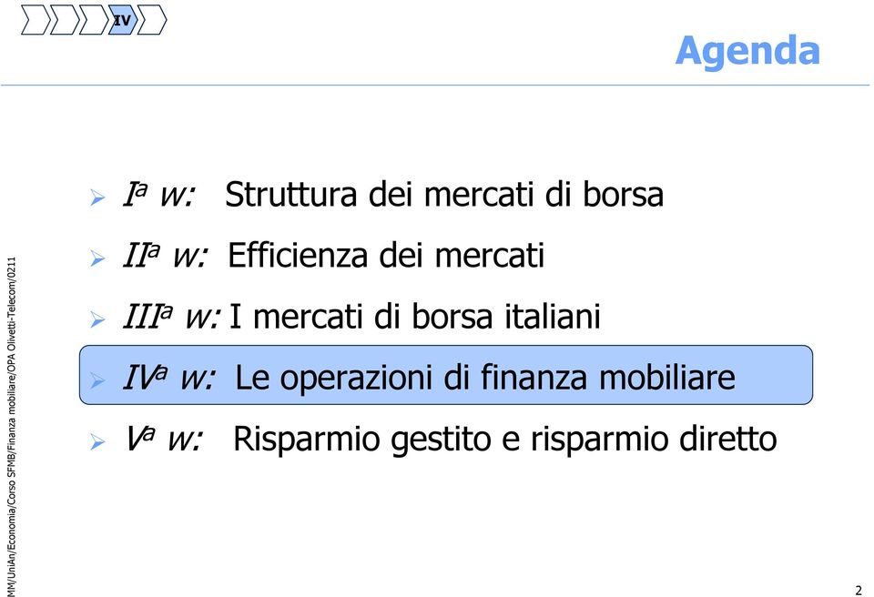 borsa italiani IV a w: Le operazioni di finanza