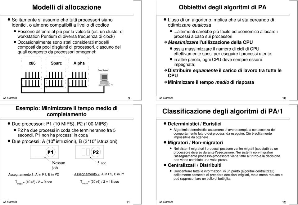 omogenei: x86 Sparc lpha ront-end Obbiettivi degli algoritmi di P L'uso di un algoritmo implica che si sta cercando di ottimizzare qualcosa.