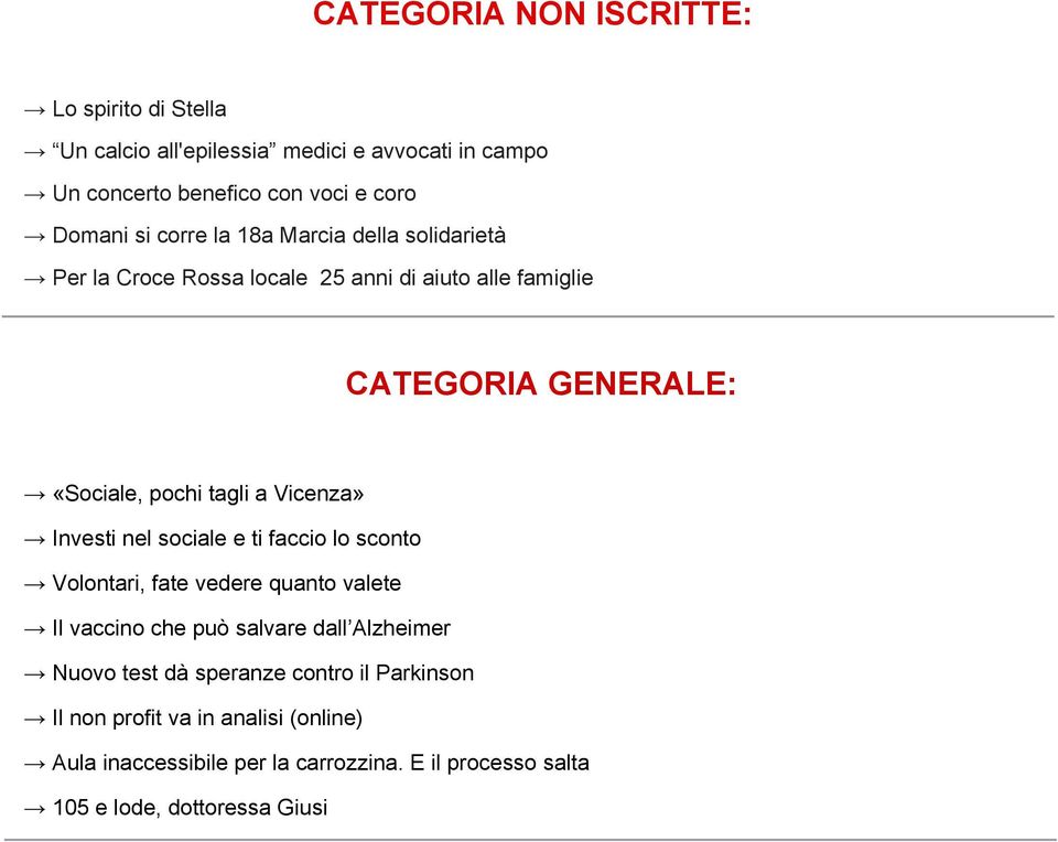 Vicenza» Investi nel sociale e ti faccio lo sconto Volontari, fate vedere quanto valete Il vaccino che può salvare dall Alzheimer Nuovo test dà