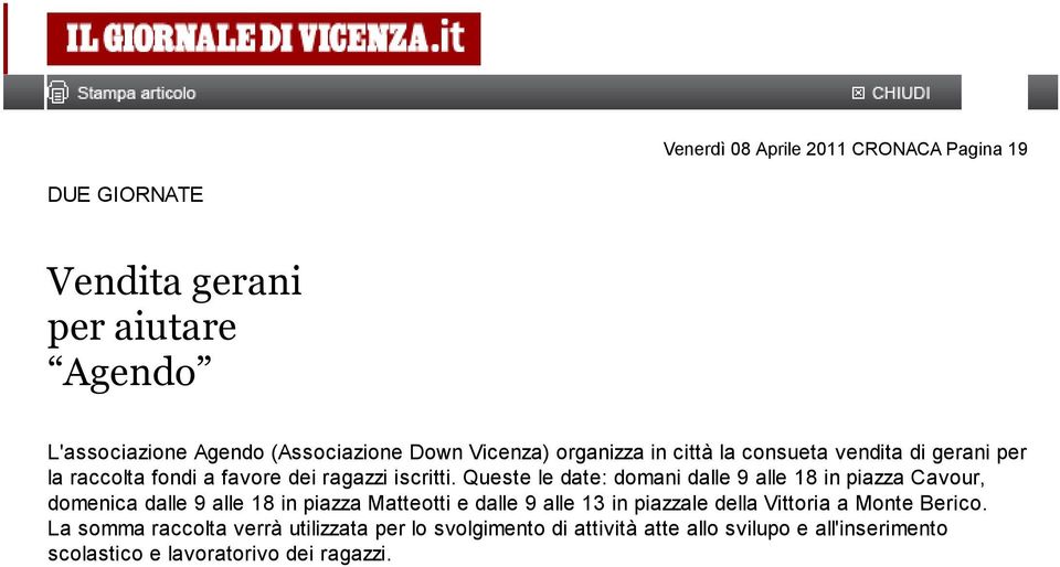 Queste le date: domani dalle 9 alle 18 in piazza Cavour, domenica dalle 9 alle 18 in piazza Matteotti e dalle 9 alle 13 in piazzale