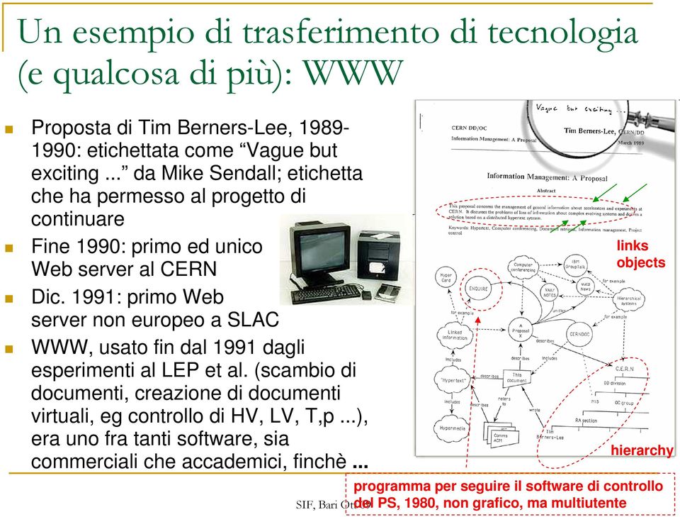 1991: primo Web server non europeo a SLAC WWW, usato fin dal 1991 dagli esperimenti al LEP et al.