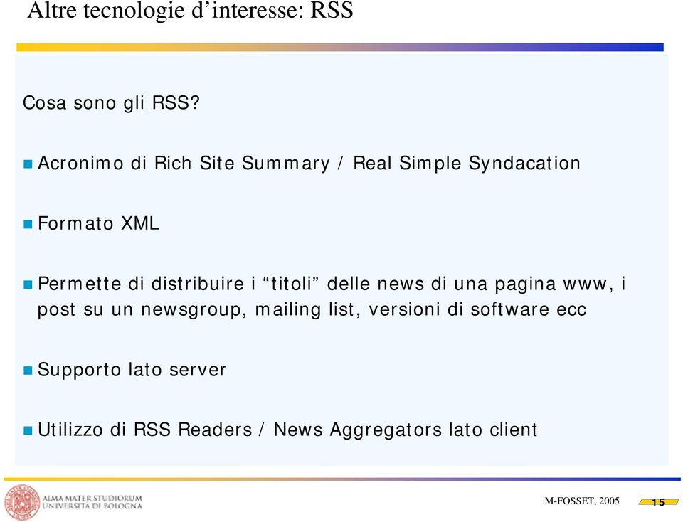 distribuire i titoli delle news di una pagina www, i post su un newsgroup,