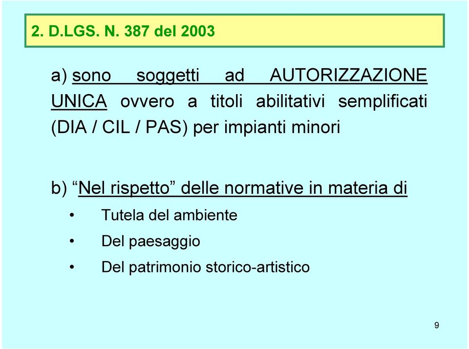 titoli abilitativi semplificati (DIA / CIL / PAS) per impianti