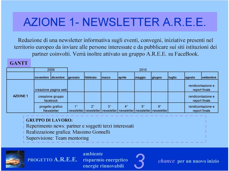 SLETTER A.R.E.E. Redazione di una newsletter informativa sugli eventi, convegni, iniziative presenti nel territorio europeo da inviare alle persone interessate e da