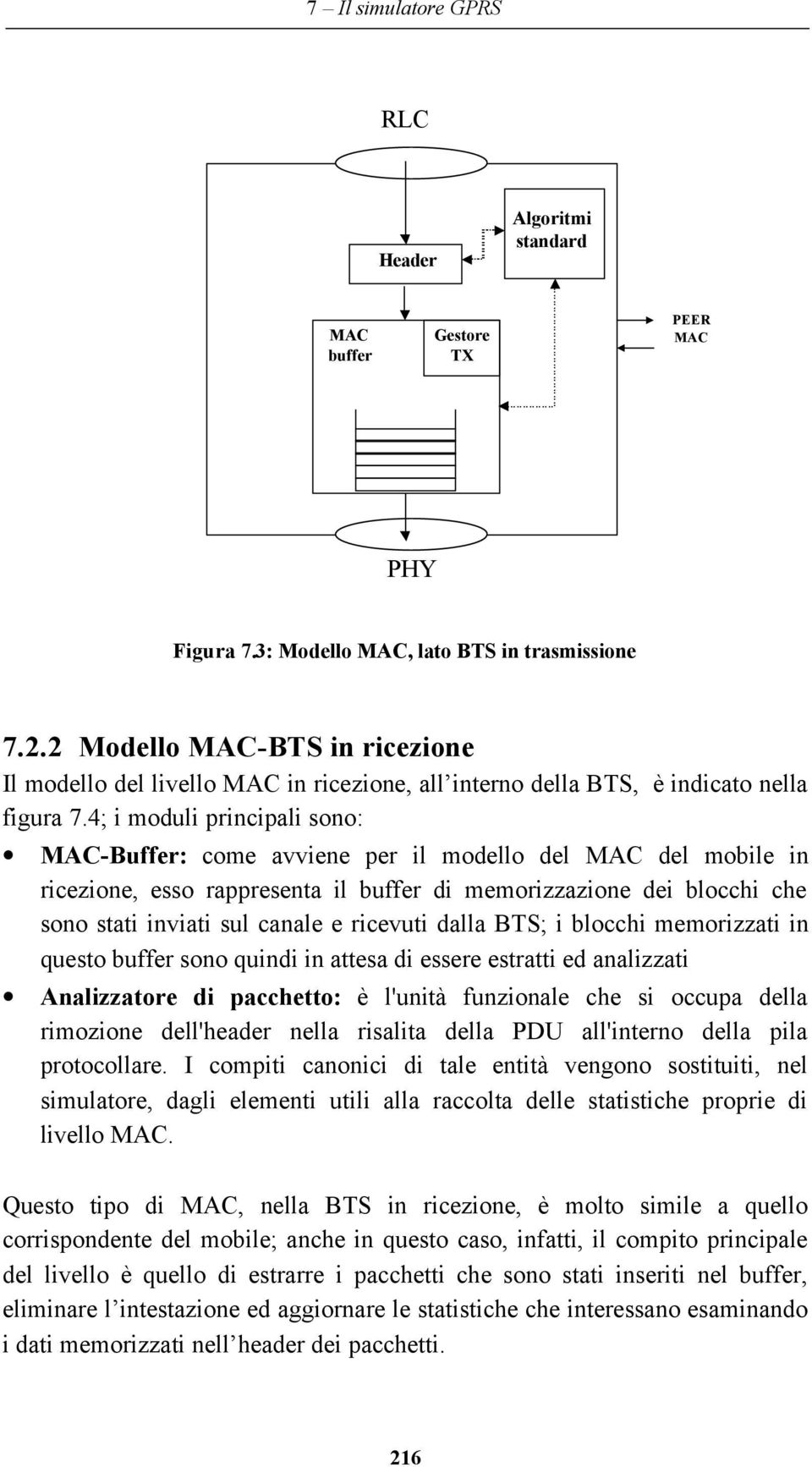 4; i moduli principali sono: MAC-Buffer: come avviene per il modello del MAC del mobile in ricezione, esso rappresenta il buffer di memorizzazione dei blocchi che sono stati inviati sul canale e