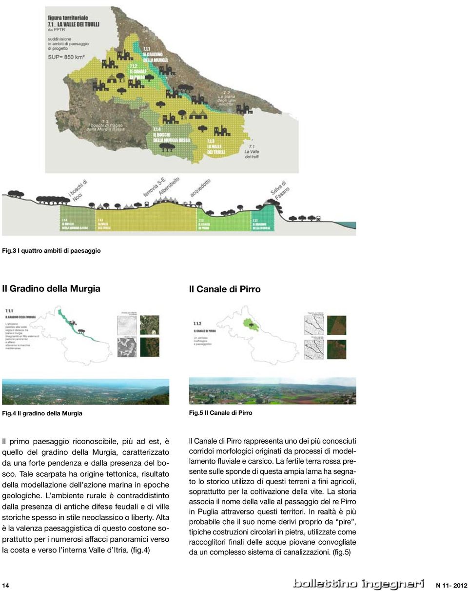 5 Il Canale di Pirro Il primo paesaggio riconoscibile, più ad est, è quello del gradino della Murgia, caratterizzato da una forte pendenza e dalla presenza del bosco.