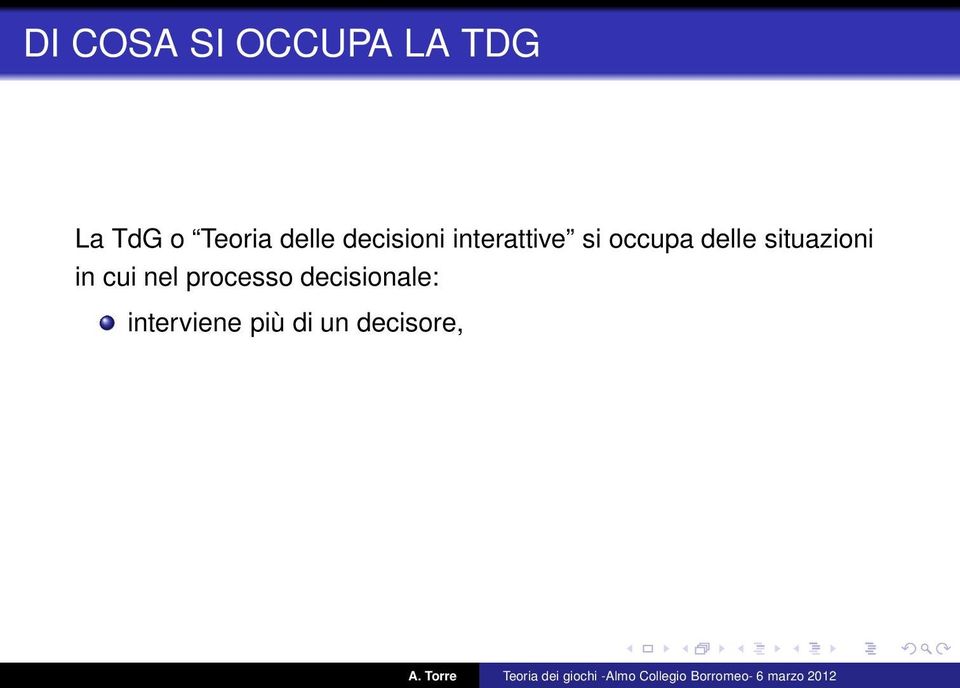 occupa delle situazioni in cui nel