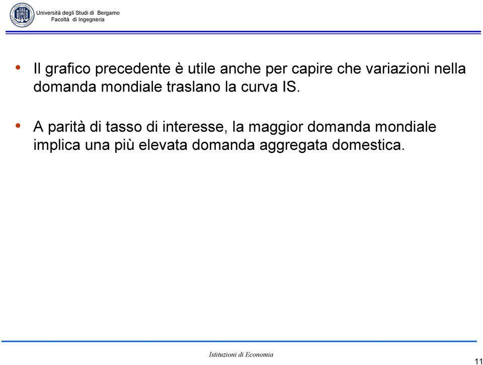 A parità di tasso di interesse, la maggior domanda