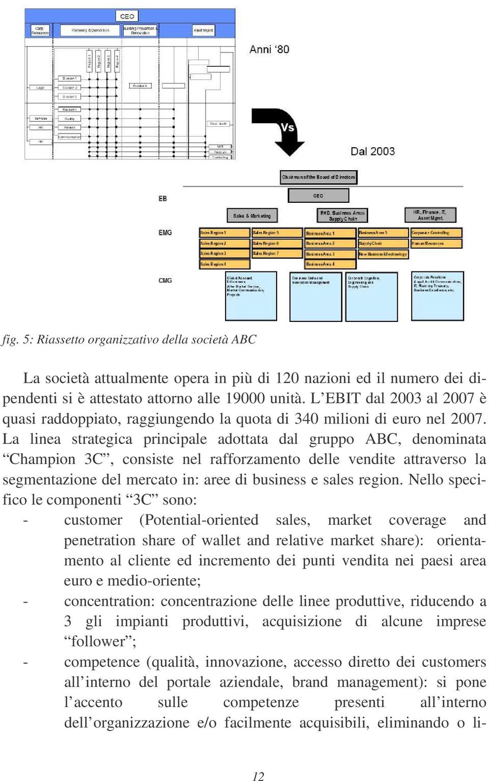 La linea strategica principale adottata dal gruppo ABC, denominata Champion 3C, consiste nel rafforzamento delle vendite attraverso la segmentazione del mercato in: aree di business e sales region.