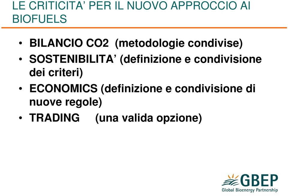 (definizione e condivisione dei criteri) ECONOMICS