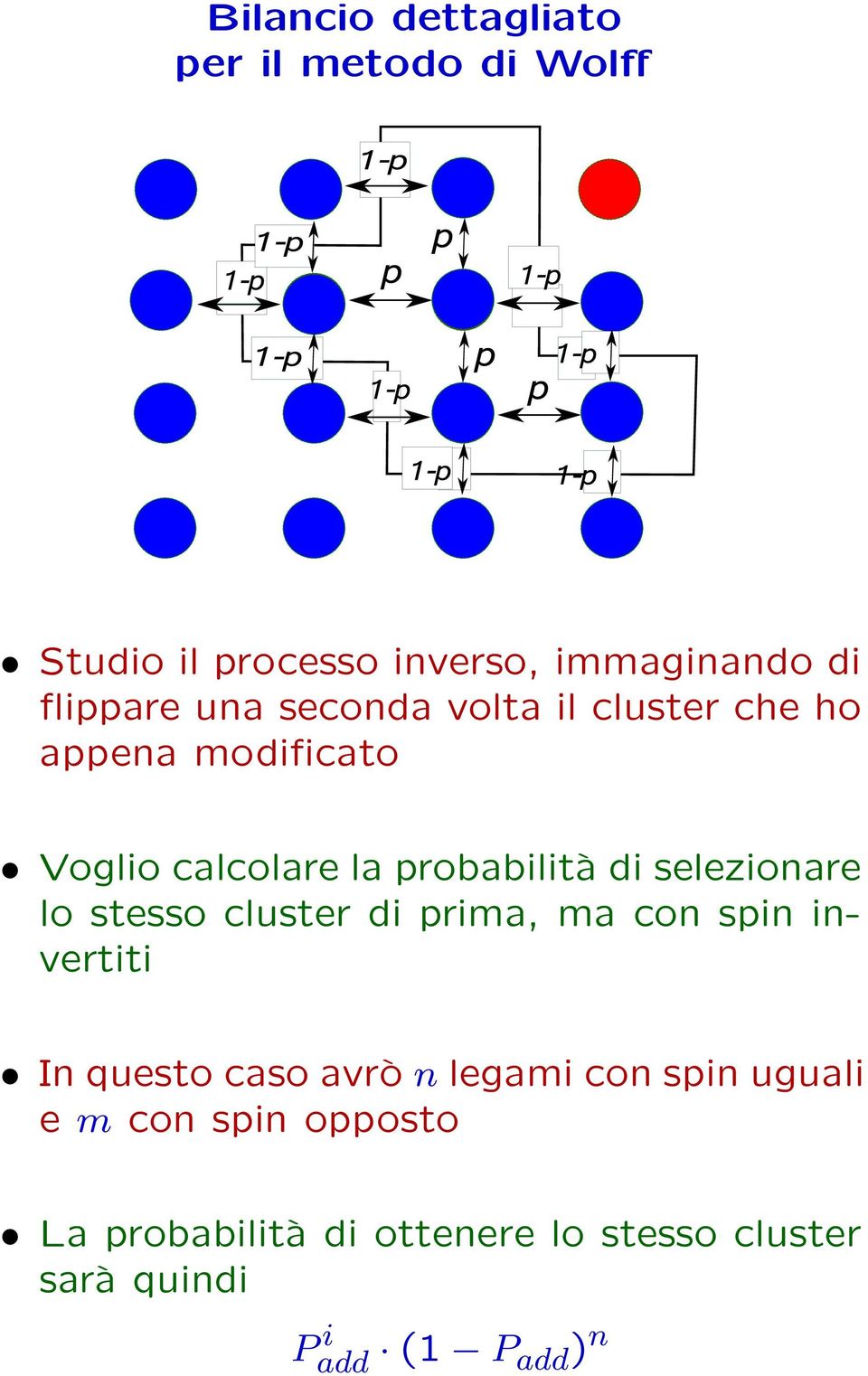 selezionare lo stesso cluster di prima, ma con spin invertiti In questo caso avrò n legami con